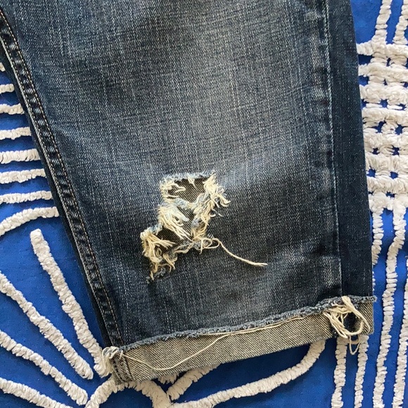 Leviโs 511 Skinny distressed medium wash Capri Denim Mid RiseJeans unisex 32x32 - Picture 4 of 10